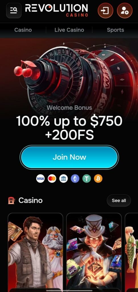 تطبيق Revolution Casino للمحمول